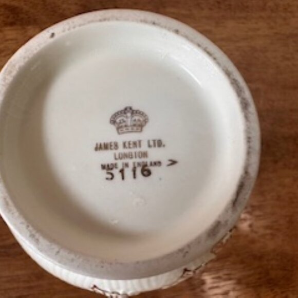 Vintage James Kent Ceramic Floral Pitcher Vase English Cottagecore Jug Gold - Picture 10 of 10